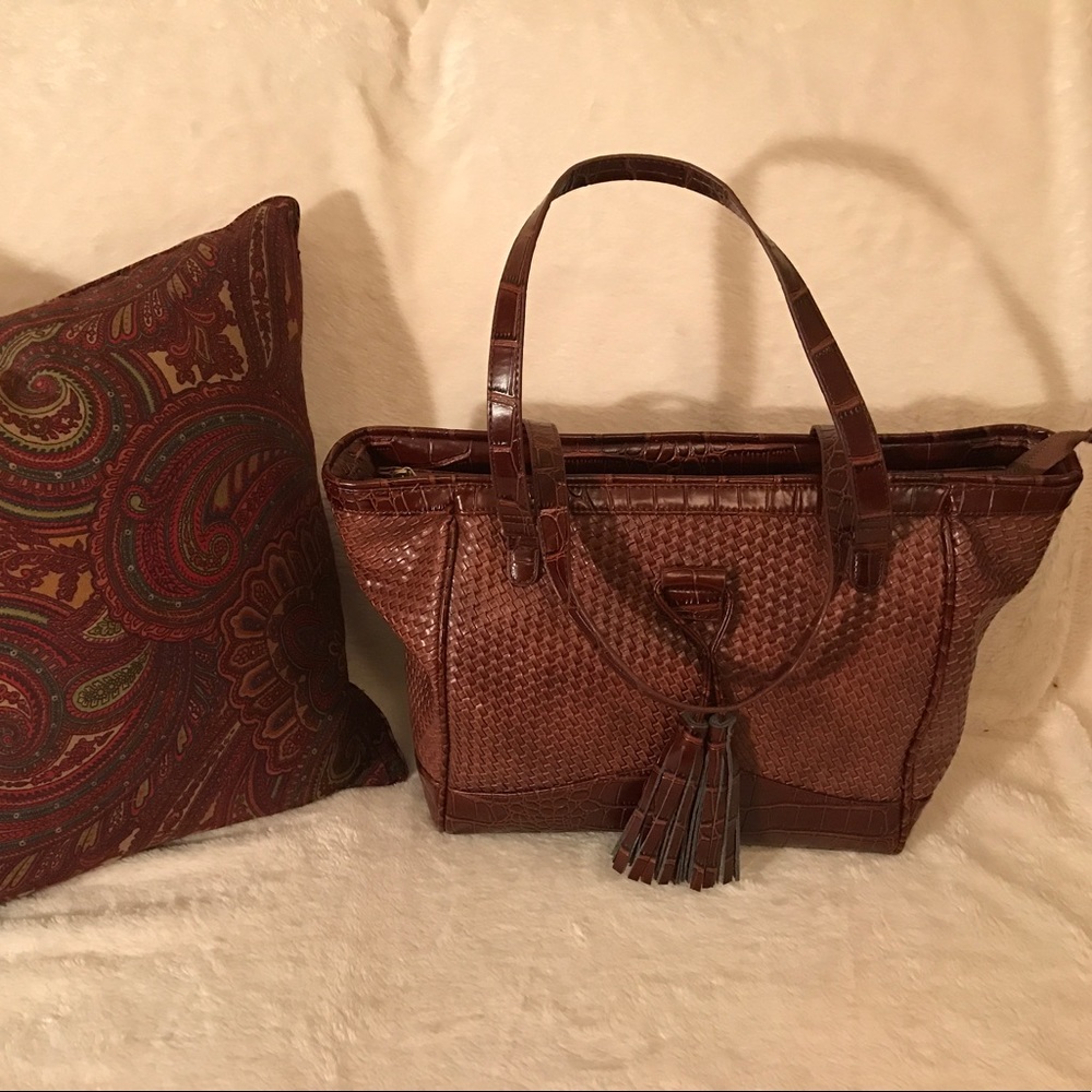 Sondra Roberts Brown Woven Satchel